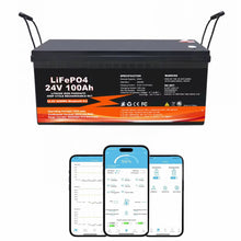 24V 29.2V 100Ah 2560Wh Intelligente LiFePO4 Akku mit 100A BMS Bluetooth perfekt für Wohnmobile Boote