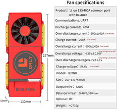Daly smart bms Li-ion 13S 48V 400A with Fan bluetooth 52 130 257