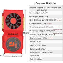 Daly smart bms Lifepo4 24S 72V 250A with Fan bluetooth 52 130 235