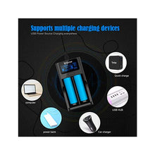 18650 Batterieladegerät, LCD Akku Ladegerät mit USB Anschluss 3,7 V Li-Ion Akku, 2 Steckplätze