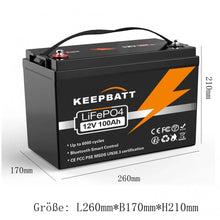 EU-Lager 12V 100AH Akku 12,8V LiFePO4 Batterie mit Bluetooth BMS für RV Boote Solarstromanlagen