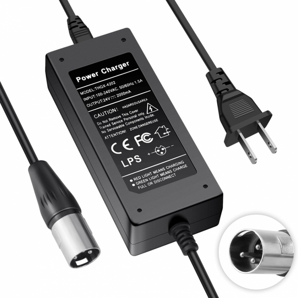 24V 2A 3-poliges XLR-Ladegerät Für Elektroroller-Akkus Für Go-Go Elite Traveller Plus HD US, Pride Mobility Scooter, Ezip Mountain Trailz, Jazzy Power Chair