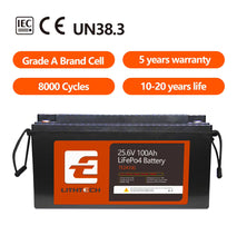 24V 29.2V 100Ah 2560Wh Intelligente LiFePO4 Akku mit 100A BMS Bluetooth perfekt für Wohnmobile Boote