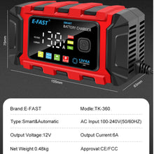 E-FAST Blei Säure Lithium Eisen Batterie Ladegerät 12V Kfz Batterie TK360 Ladegerät für Motorrad Batterie Ladung