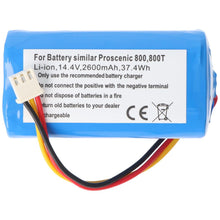 Ersatzakku 14,4V 2600mAh Passend Für Proscenic 800T Li-Ionen-Akku Sowie Modelle 820T, 830T, 820S