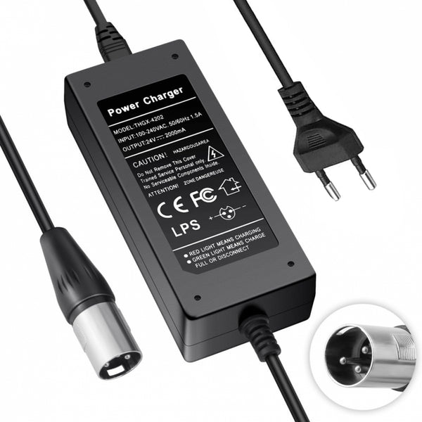 24V 2A 3-poliges XLR-Ladegerät Für Elektroroller-Akkus Für Go-Go Elite Traveller Plus HD US, Pride Mobility Scooter, Ezip Mountain Trailz, Jazzy Power Chair