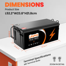 24V 100Ah LiFePO4 Akku Lithium-Eisenphosphat Batterie mit 100A BMS Ideal für Wohnmobil, Boot & Solar
