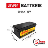 12V 200Ah LiFePO4 Lithium Eisen Akku für Batterie Wechselrichter Auto Wohnmobil Solarsystem 100A