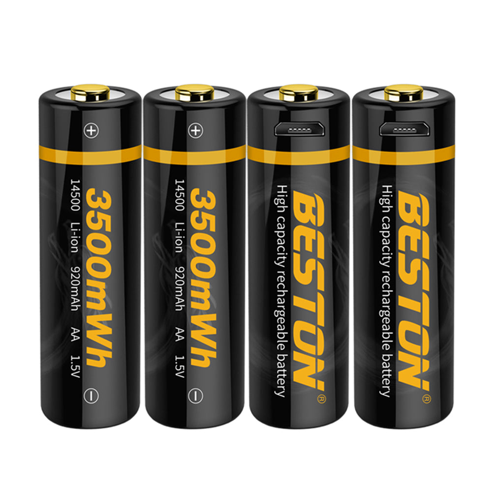 4 × 1,5 V 3500 mWh Langlebige USB-wiederaufladbare Doppel-A-Li-Ionen-Batterien Beston Lithium-Batteriezelle