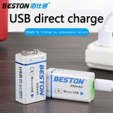 9v 650mAh BESTON High quality USB Li ion Lithium Rechargeable Battery for Multimeter and Electronic Instrument