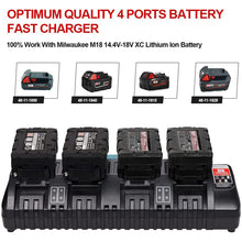 4-Ports M18 Rapid Battery Charger 48-59-1804 kompatibel mit Milwaukee 18V XC Lithium Ion Akku 48-11-1850 48-11-1840 48-11-18155 48-1 1-1828