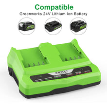 2Port 29862 Ladegerät 24V für G-24 Greenworks 24V Lithium Akku Dual Port Schnellladegerät