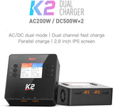 ISDT K2 Lipo AC 200W DC 500Wx2 20A Akku Ladegerät Balance Entlader für Life/Lilon/LiPo 1-6S/ LiHv/Pb/NiMH RC Akku Batterien