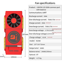Daly smart bms Lifepo4 12S 36V 500A with Fan bluetooth 52 130 257