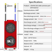 Daly smart bms Lifepo4 20S 60V Li-ion 20S 72V 100A bluetooth 24 65 166