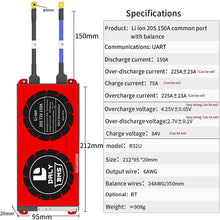 Daly smart bms Lifepo4 20S 60V Li-ion 20S 72V 150A bluetooth BMS board 20 95 212