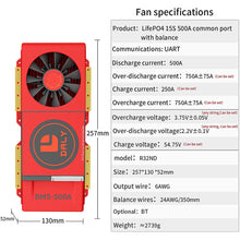 Daly smart bms Lifepo4 15S 48V 500A with Fan bluetooth 52 130 257