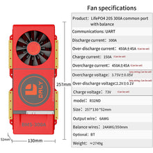 Daly smart bms Lifepo4 20S 60V Li-ion 20S 72V 300A with Fan bluetooth 52 130 257