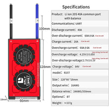 Daly smart bms Lifepo4 20S 60V Li-ion 20S 72V 40A bluetooth 18 66 128