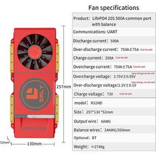 Daly smart bms Lifepo4 20S 60V Li-ion 20S 72V 500A with Fan bluetooth 52 130 257