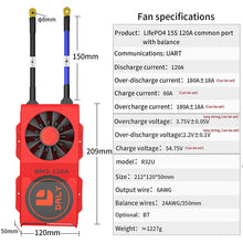 Daly smart bms Lifepo4 15S 48V 120A with Fan bluetooth 50 120 209