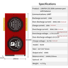 Daly smart bms Lifepo4 15S 48V 200A bluetooth 32130221