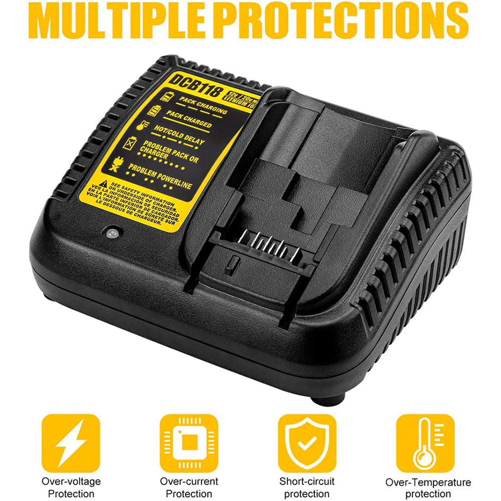 DCB112 Battery Charger – Replacement For Dewalt 10.8V–20V Lithium Batteries – 4.5A Fast Charge, LED Indicator, Multi-Protection