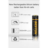 4 × 1,5 V 3500 mWh Langlebige USB-wiederaufladbare Doppel-A-Li-Ionen-Batterien Beston Lithium-Batteriezelle