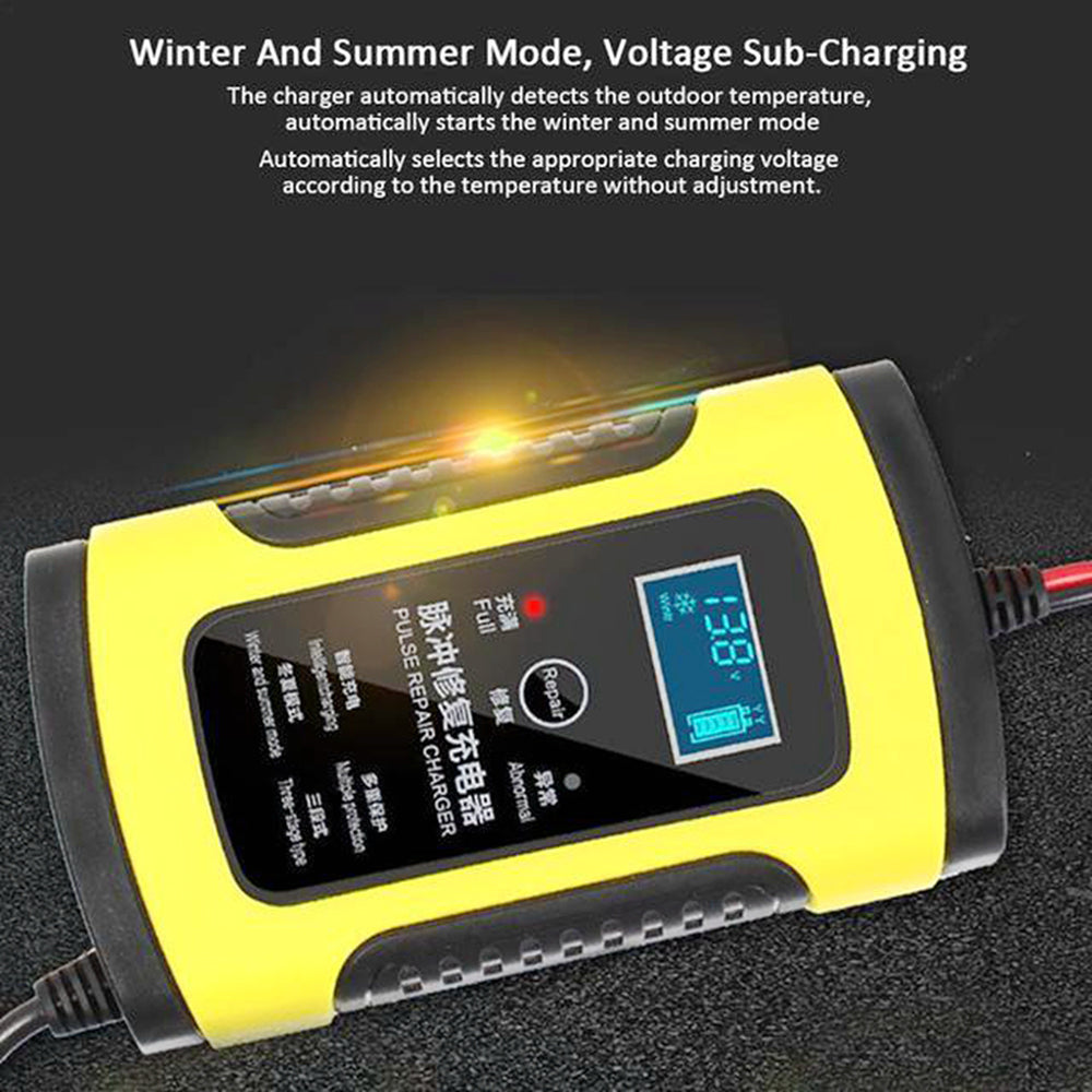 Kaufe 12-V-Batterieladegerät für Auto, Motorrad, Motorrad, vollautomatisch,  multifunktional, 6 A, Impulsreparatur, Touch-Schalter, Bildschirm und  LCD-Display für nasse, trockene Bleisäure