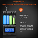 18650 Ladegerät Batterieladegerät 4 Schächte LCD Display USB Geräte für wiederaufladbare Batterien Li-ion NI-MH NI-Cd A AA AAA