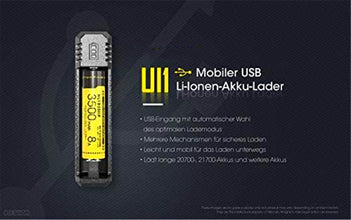 NITECORE Unisex-Erwachsene USB Ui1 Ladegerät, Mehrfarbig