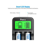 POWXS 2 Slot LCD Battery Charger for Li-ion NiMH NiCD Rechargeable Batteries
