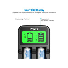 POWXS 2 Slot LCD Battery Charger for Li-ion NiMH NiCD Rechargeable Batteries