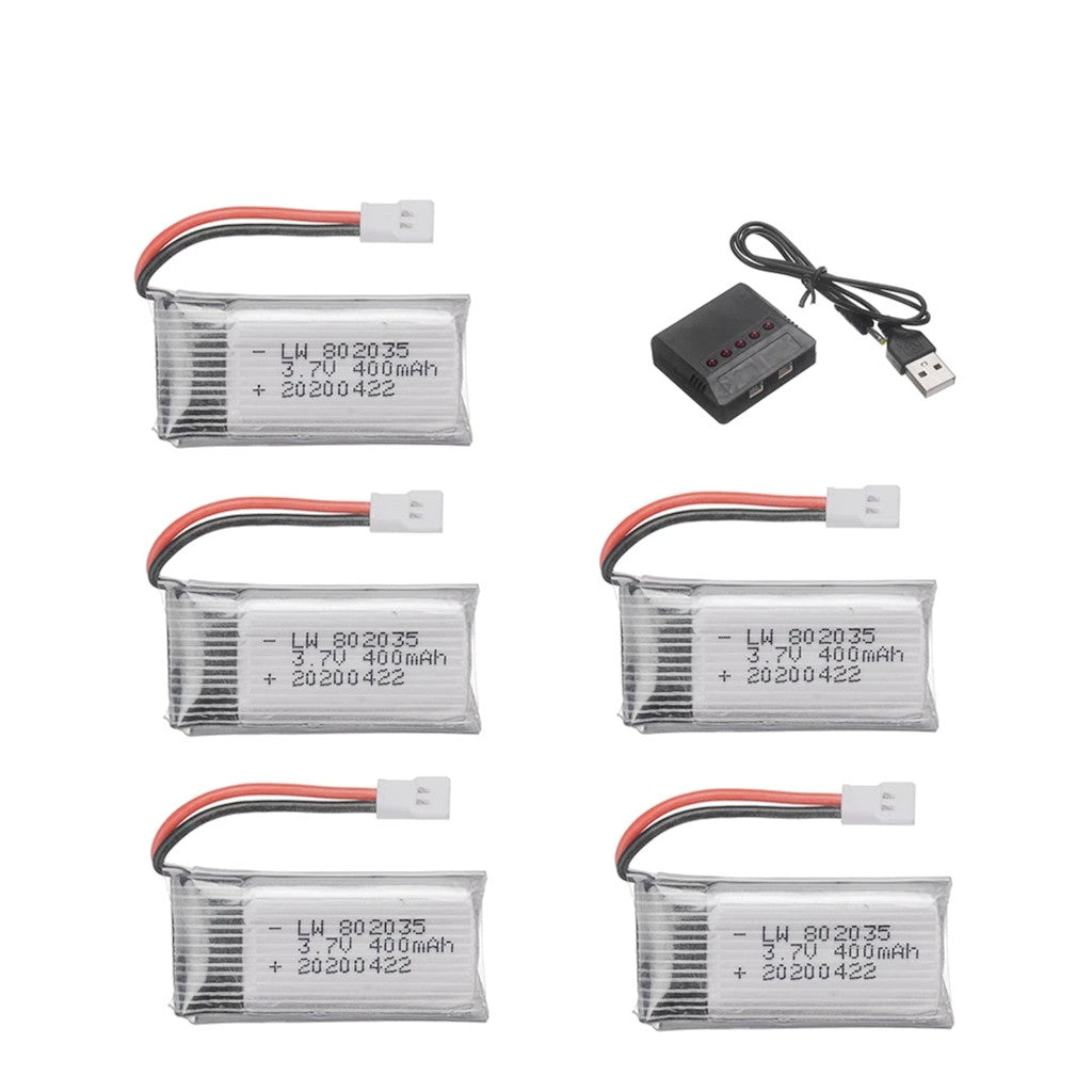 5 Stück 3,7 V 400mAh Lipo Batterie Für H107 H31 KY101 E33C E33 U816A V252 H6C RC Drone Ersatzteile  802035 Batterie Ladegerät Set