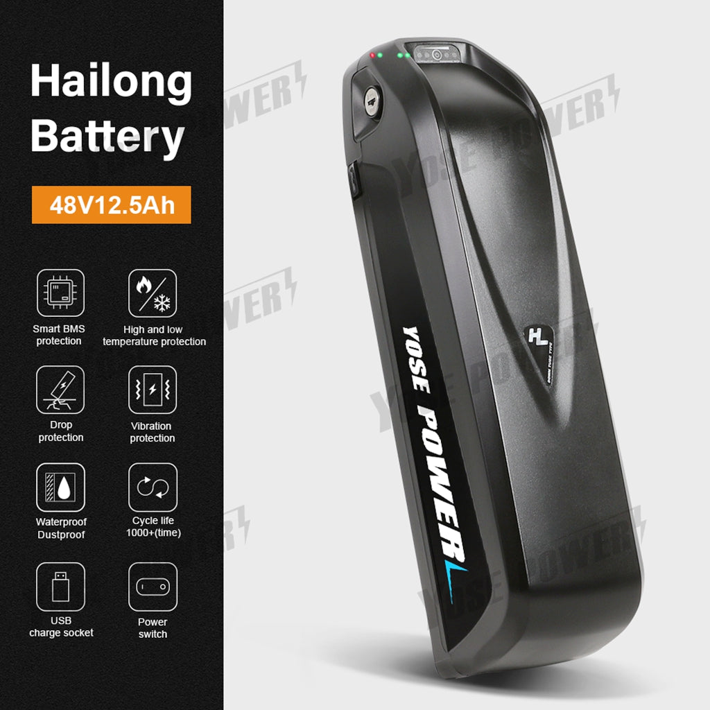 Elektrische Bike 48V 12,5 Ah Hailong Ebike Batterie 18650 Lithium-E bike Batterie mit USB für Elektrische fahrrad 48V Batterie Pack