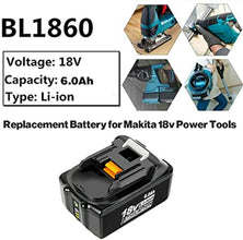 2Stück 6.0Ah 18V Lithium-Ion Ersatz18V Akku BL1850B BL1860 BL1830B BL1830 BL1840B 194205-3 LXT-400 mit LED-Anzeige