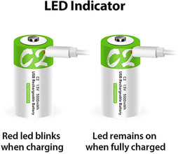 2er Pack Wiederaufladbarer USB C Lithium Ionen Akku, hohe Kapazität, 1,5 V, 5000 mWh, Typ C Port Kabel, konstanter