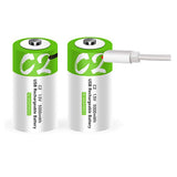 2er Pack Wiederaufladbarer USB C Lithium Ionen Akku, hohe Kapazität, 1,5 V, 5000 mWh, Typ C Port Kabel, konstanter