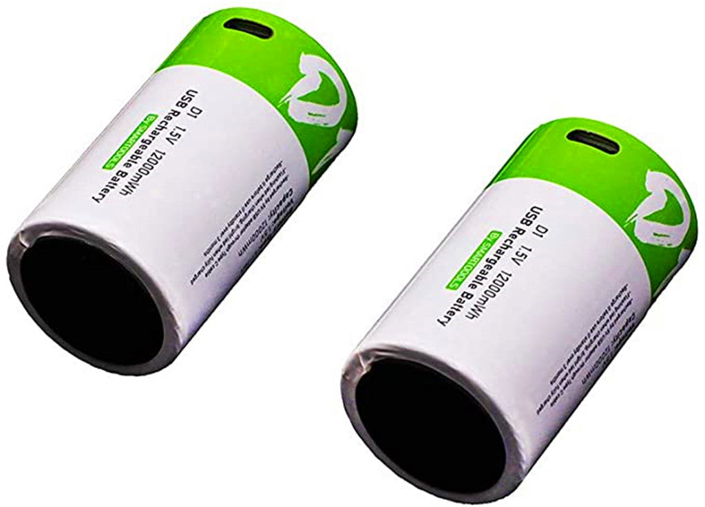 2 Stück Wiederaufladbarer USB D Lithium Ionen Akku, 1,5 V, 12000 mWh, wiederaufladbarer D Akku, 4 Stunden Schnellladung, konstanter