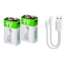 2 Stück Wiederaufladbarer USB 9 V Lithium Ionen Akku, hohe Kapazität, 650 mAh, wiederaufladbarer 9 V Akku, 1,5 H Schnellladung