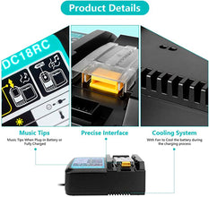 Ersatz Ladegerät DC18RC Schnellladegerät mit Led Bildschirm für 14,4 V und 18 V Batterie Ladegerät