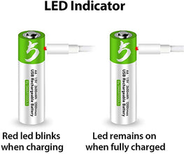 4 Stück Wiederaufladbarer USB AA Lithium Ionen Akku, hohe Kapazität, 1,5 V, 2600 mWh 1,5 h Schnellladung, konstanter