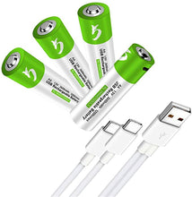 4 Stück Wiederaufladbarer USB AA Lithium Ionen Akku, hohe Kapazität, 1,5 V, 2600 mWh 1,5 h Schnellladung, konstanter