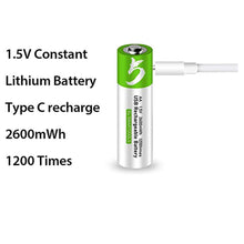 4 Stück Wiederaufladbarer USB AA Lithium Ionen Akku, hohe Kapazität, 1,5 V, 2600 mWh 1,5 h Schnellladung, konstanter