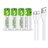 4 Stück Wiederaufladbarer USB AA Lithium Ionen Akku, hohe Kapazität, 1,5 V, 2600 mWh 1,5 h Schnellladung, konstanter