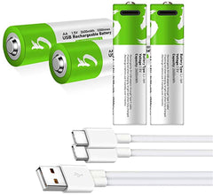 4 Stück Wiederaufladbarer USB AA Lithium Ionen Akku, hohe Kapazität, 1,5 V, 2600 mWh 1,5 h Schnellladung, konstanter