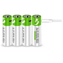 4 Stück Wiederaufladbarer USB AA Lithium Ionen Akku, hohe Kapazität, 1,5 V, 2600 mWh 1,5 h Schnellladung, konstanter