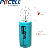 10pcs ICR16340 CR123A 700mah 3,7v li-ion akku lithium-batterien taste top