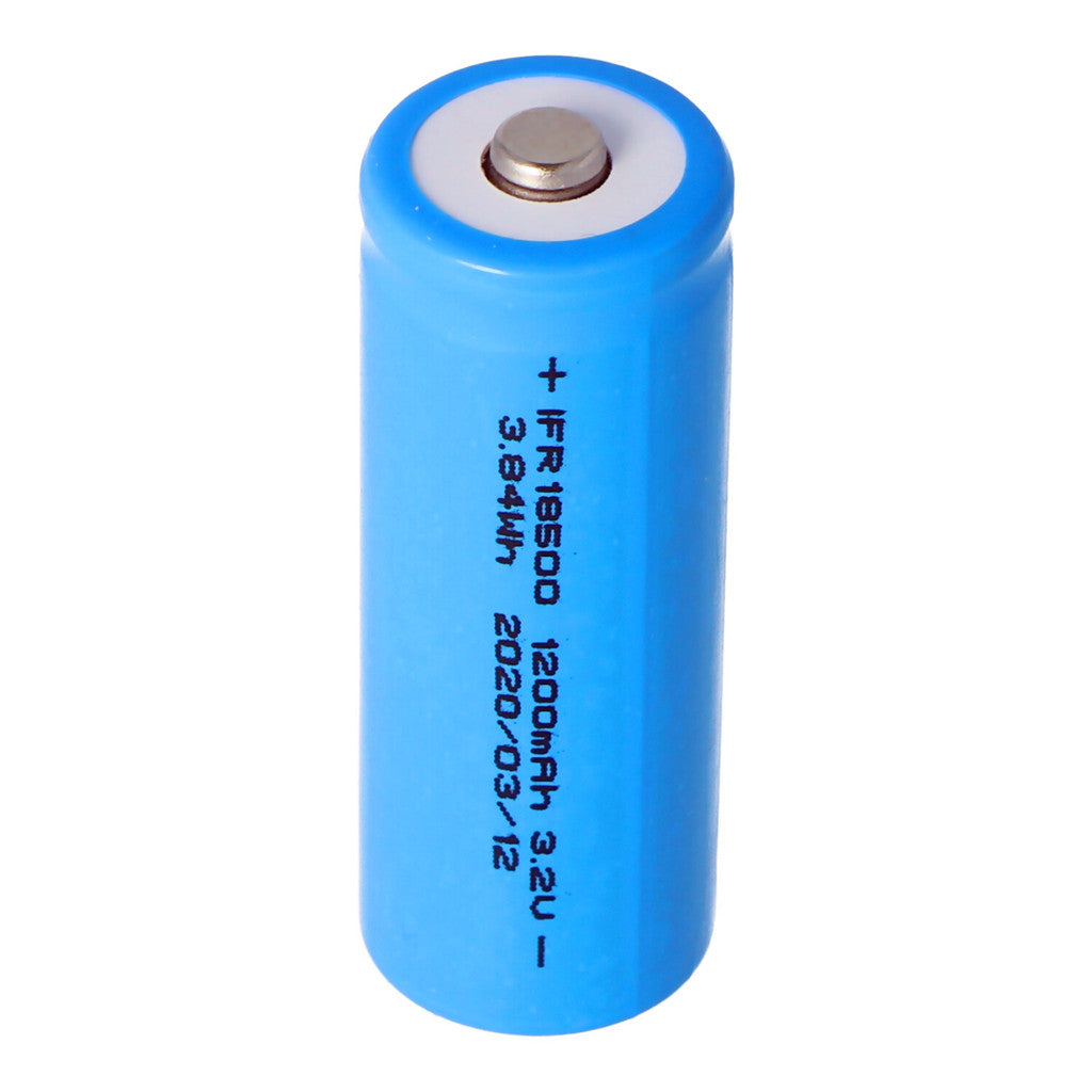 IFR 18500 1200mAh 3,2V LiFePO4 Batterieknopf oben, Größe ca. 50,7x18,15mm