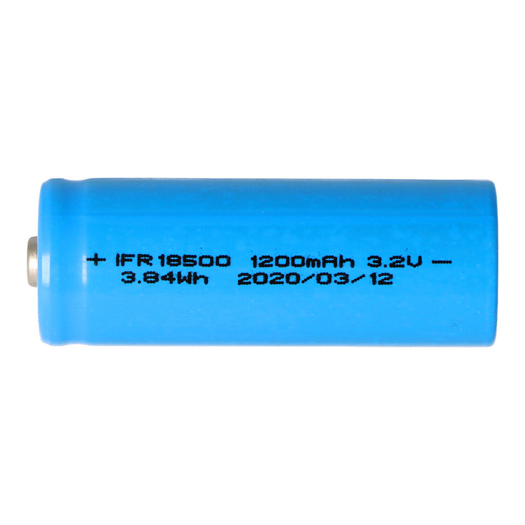 IFR 18500 1200mAh 3,2V LiFePO4 Batterieknopf oben, Größe ca. 50,7x18,15mm